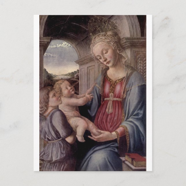 Carte Postale Vierge et enfant avec ange par Fra Lippo Lippi (Devant)