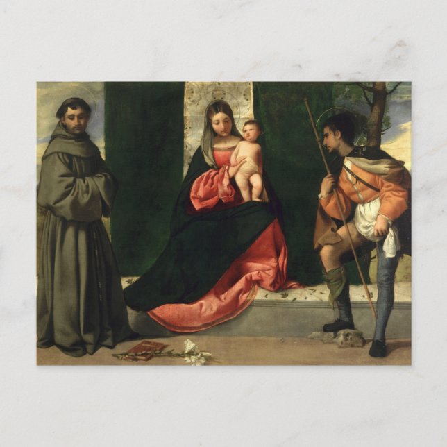 Carte Postale Vierge et enfant avec saint Antoine de Padoue (Devant)