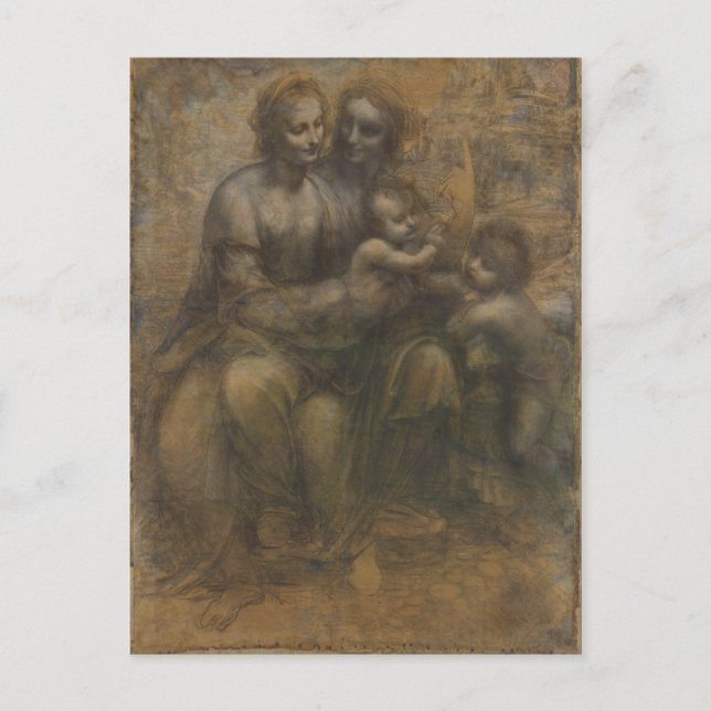 Carte Postale Vierge et enfant avec Sainte Anne par Léonard de V (Devant)