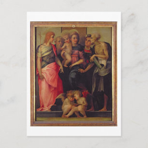 Carte Postale Vierge et enfant avec saints, c.1518 (huile sur vi