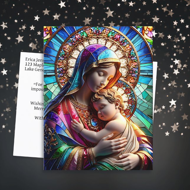 Carte Postale Vierge Marie et bébé Jésus | Noël religieux (Créateur téléchargé)