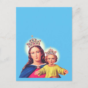 Carte Postale Vierge Marie reine avec Jésus