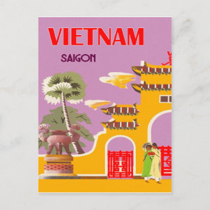 Carte Postale Vietnam, ville de Saïgon, voyage vintage