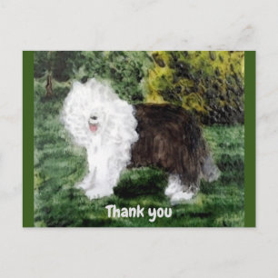 Carte Postale Vieux anglais Sheepdog Pet Merci