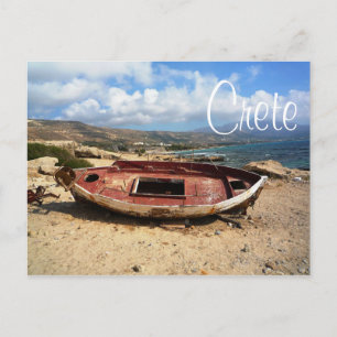 Carte Postale Vieux bateau Patiné sur la Crète