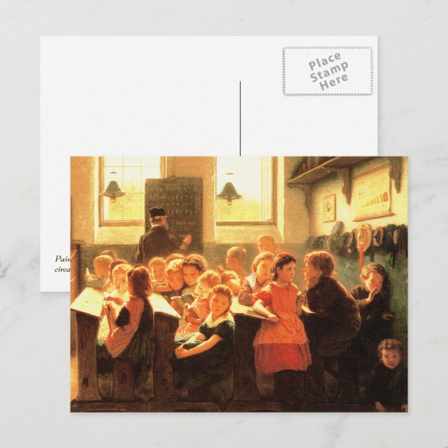 Carte postale Vieux Classroom Peinture Art (Devant / Derrière)
