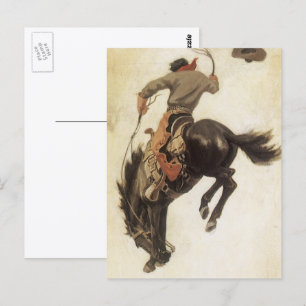 Carte Postale Vieux Cowboy, étude de Bronco Buster par NC Wyeth