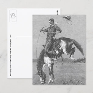 Carte Postale Vieux Cowboys de Rodéo, Cheval Sauvage qui Ruelle