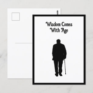 Carte Postale Vieux Homme Âgé Marcher Noir Silhouette Dessin