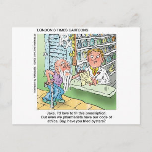 Carte Postale Vieux Homme & La Pharmacie Drôle Offbeat Dons Dons