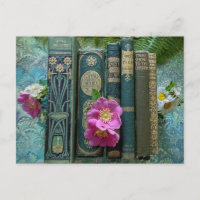 Vieux livres verts et roses roses sauvages