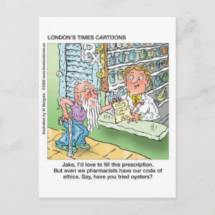 Carte Postale Vieux Monsieur & La Pharmacie Cadeaux de Dessin An