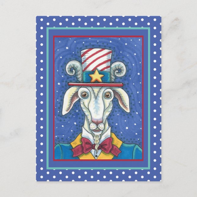CARTE POSTALE VIEUX ONCLE DE CHÈVRE SAM, FUNNY FARM PATRIOTIC BI (Devant)