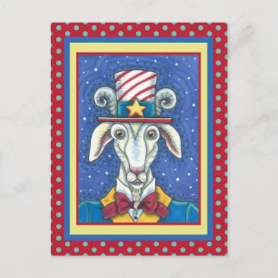 CARTE POSTALE VIEUX ONCLE DE CHÈVRE SAM, FUNNY FARM PATRIOTIC BI