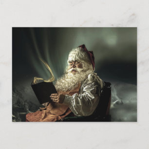 Carte Postale Vieux Père Noël Lire Sa Liste