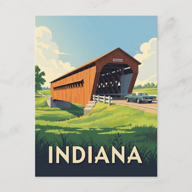 Carte Postale Vieux pont couvert de l'Indiana (Devant)