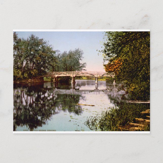 Carte Postale Vieux pont sur la rivière Concord, Massachusetts.  (Devant)