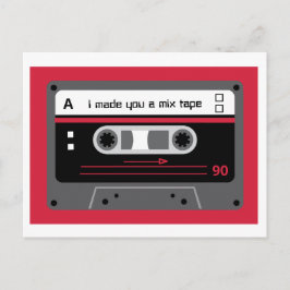 Carte Postale Vieux Skool Rouge et noir Cassette Mix Bande