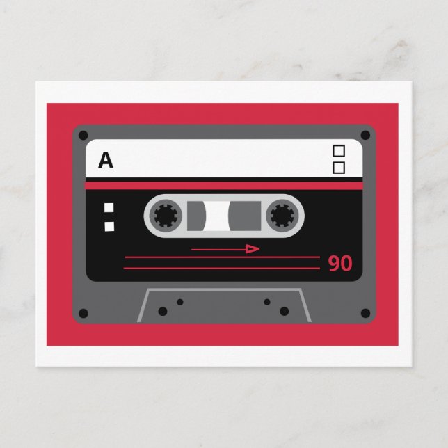 Carte Postale Vieux Skool Rouge et noir Cassette Mix Bande (Devant)