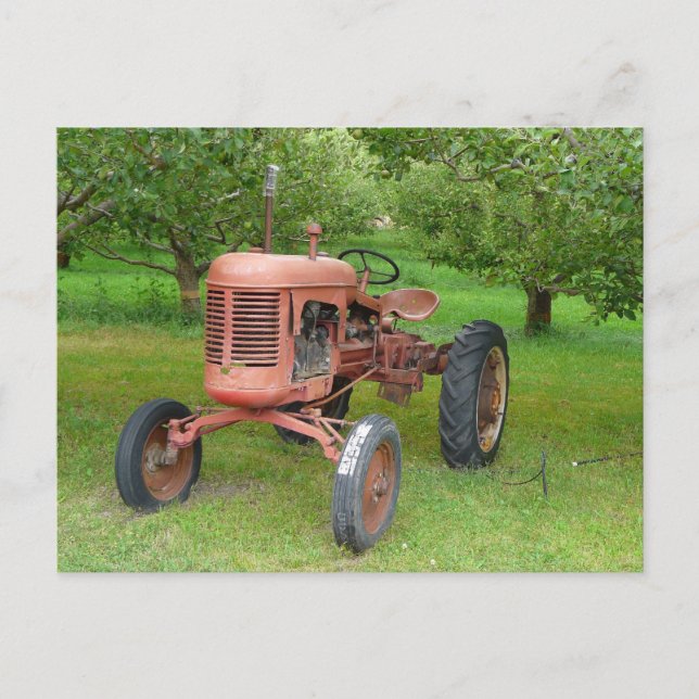 Carte Postale Vieux tracteur dans le verger (Devant)