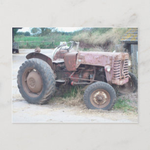 Carte Postale Vieux tracteur rouge