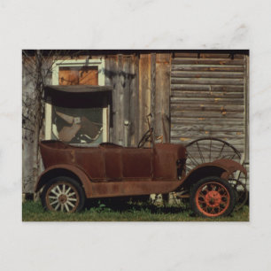 Carte Postale Vieux véhicule rouillé - Vintage