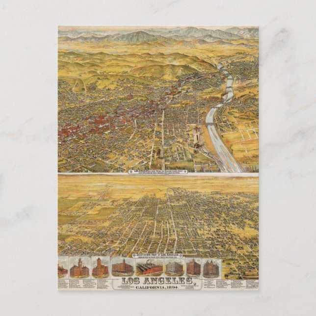 Carte Postale View Of Los Angeles, 1894 (Devant)