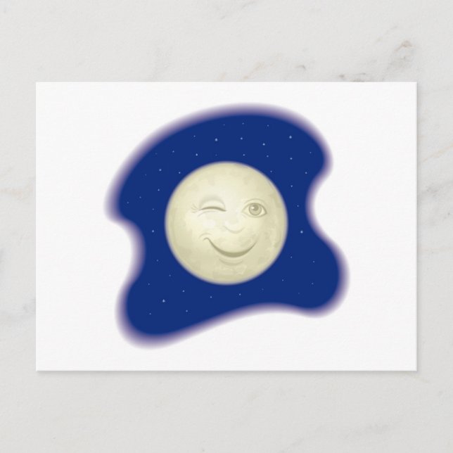Carte Postale Vignette de pleine lune clin d'œil (Devant)
