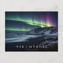 Vík í Mýrdal stacks de mer Islande Aurore boréale