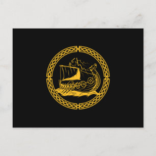 Carte Postale Viking Ship Guerrier Valhalla Norse Mythologie Cad