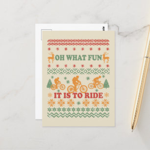 Carte Postale Vilain pull Joyeux Noël à vélo
