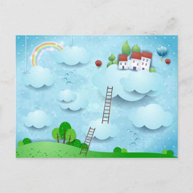 Carte Postale Village au-dessus des nuages (Devant)