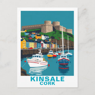 Carte Postale Village côtier irlandais rétro Kinsale Cork Irland