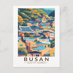 Carte Postale Village culturel de Gamcheon à Busan, voyage, art,
