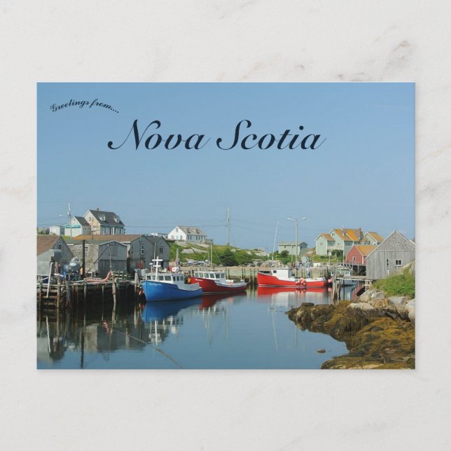 Carte Postale Village de pêcheurs en Nouvelle-Écosse Canada (Devant)
