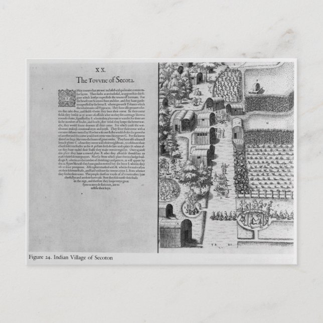 Carte Postale Village indien de Secoton (Devant)