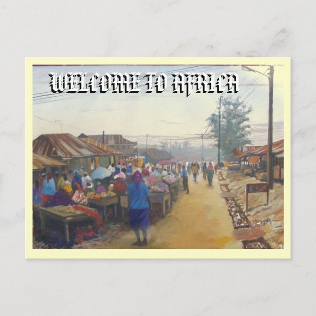 Carte Postale villageois, BIENVENUE EN AFRIQUE (Devant)