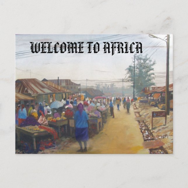 Carte Postale villageois, BIENVENUE EN AFRIQUE (Devant)