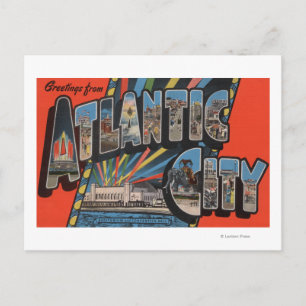 Carte Postale Ville Atlantique, New Jersey - Grande Lettre