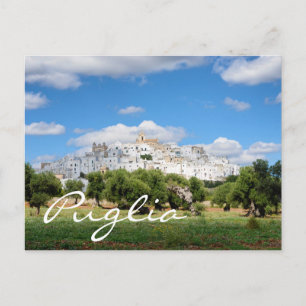 Carte Postale Ville blanche et oliviers dans les Pouilles