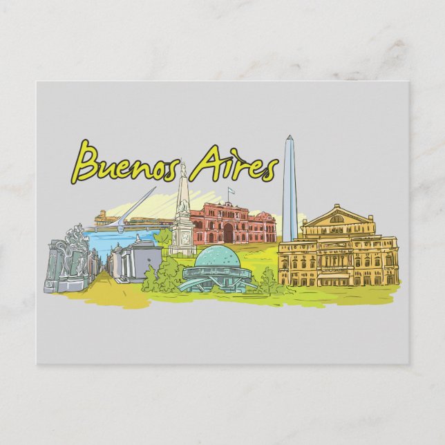 Carte Postale Ville célèbre de Buenos Aires, Argentine (Devant)