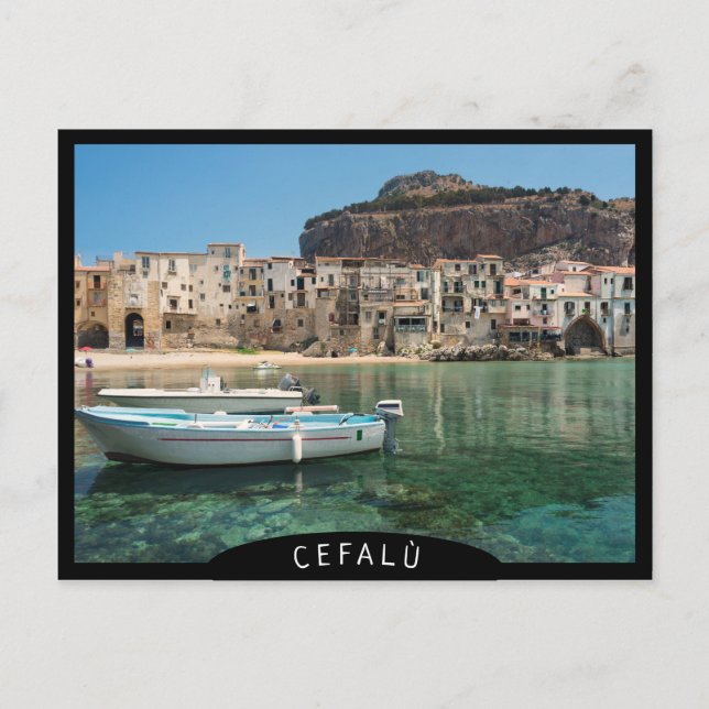 Carte Postale Ville côtière de Cefalu en Sicile (Devant)
