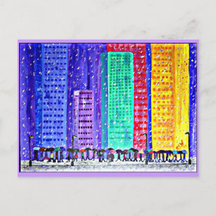 Carte postale - Ville dans la pluie