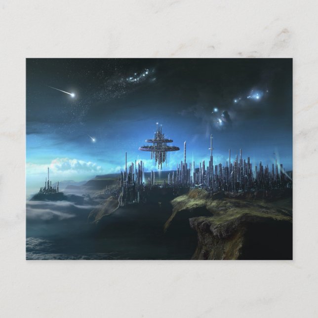 Carte Postale Ville dans les nuages (Devant)