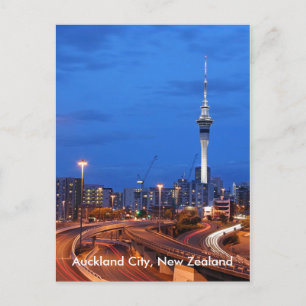 Carte Postale Ville d'Auckland, Nouvelle Zélande au crépuscule