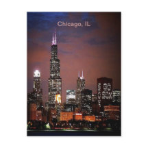 Ville de Chicago Illinois Night Skyline