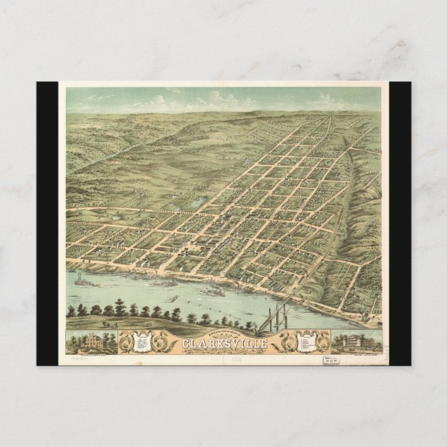 Carte Postale Ville de Clarksville Tennessee (1870) (Devant)