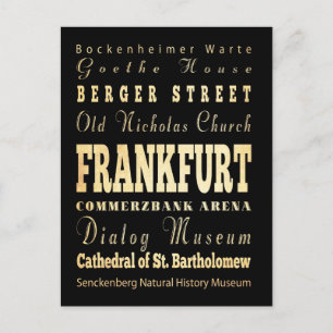 Carte Postale Ville de Francfort en Allemagne Typographie Art