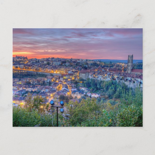 Carte Postale Ville de Fribourg, Suisse (Devant)