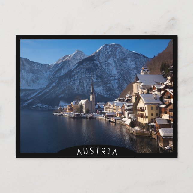 Carte Postale Ville de Hallstatt dans la neige en hiver (Devant)